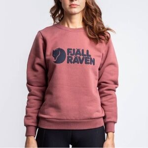 Fjallraven Mesa Mauve Pink Logo Cotton Crewneck Women's Small